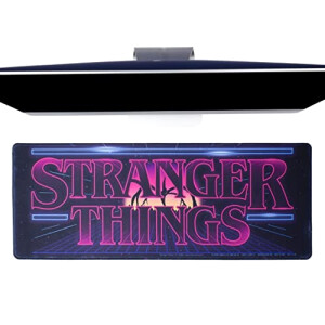 Tapis de souris Stranger things sous-main rétro avec logo arcade XXL 80x30 cm