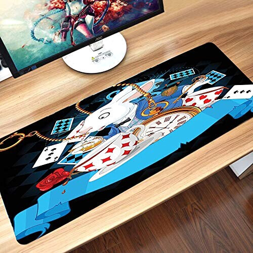 Tapis de souris Lapin blanc - Alice au pays des merveilles - noire 60x35 35x60 cm