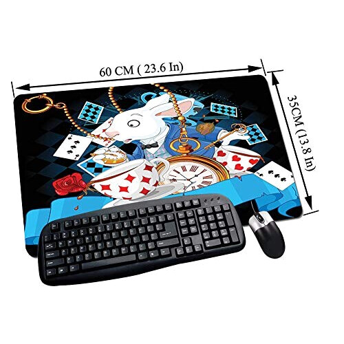Tapis de souris Lapin blanc - Alice au pays des merveilles - noire 60x35 35x60 cm variant 1 
