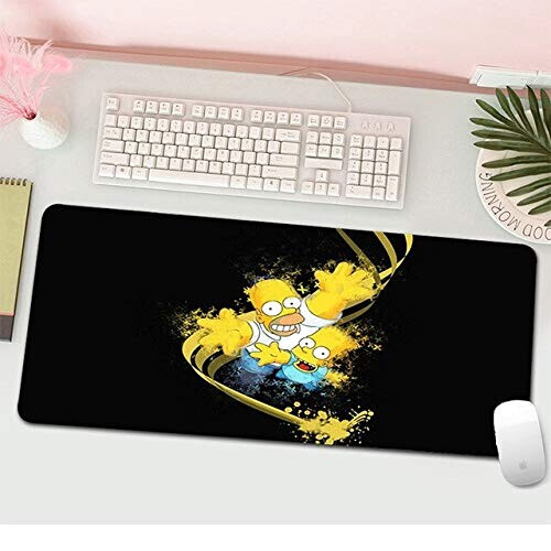 Tapis de souris Lisa Simpson, Ned Flanders - Simpsons - orange 300x900 mm