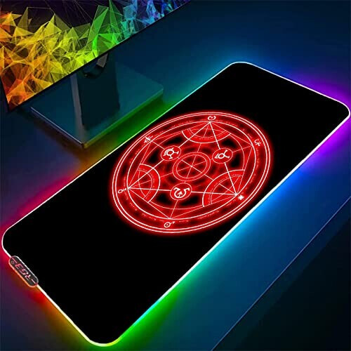 Tapis de souris Fullmetal Alchemist rouge XXL LED 30x80 cm