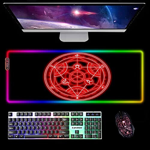 Tapis de souris Fullmetal Alchemist rouge XXL LED 30x80 cm variant 1 