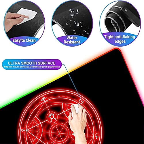 Tapis de souris Fullmetal Alchemist rouge XXL LED 30x80 cm variant 4 