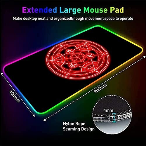 Tapis de souris Fullmetal Alchemist rouge XXL LED 30x80 cm variant 5 
