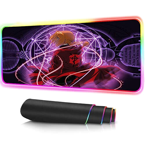Tapis de souris Fullmetal Alchemist rouge XXL LED