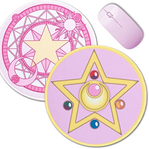 Tapis de souris Sailor Moon rose et jaune. 22x22 cm