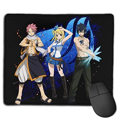 Tapis de souris Natsu Dragnir, Lucy Heartfilia - Fairy Tail - gris