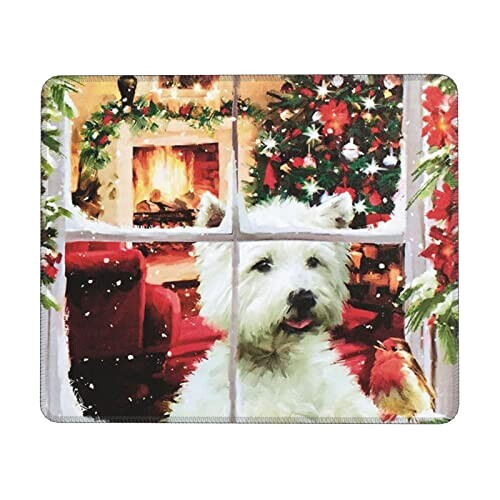 Tapis de souris Chien de noël 18x22 cm