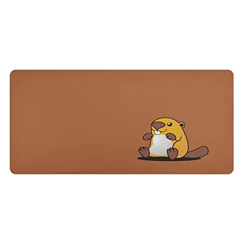 Tapis de souris Castor beaver papier peint orange 90x42 cm