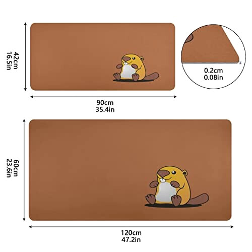 Tapis de souris Castor beaver papier peint orange 90x42 cm variant 1 