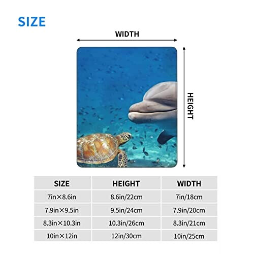Tapis de souris Dauphin tortue de mer et poisson 18x22 cm variant 5 