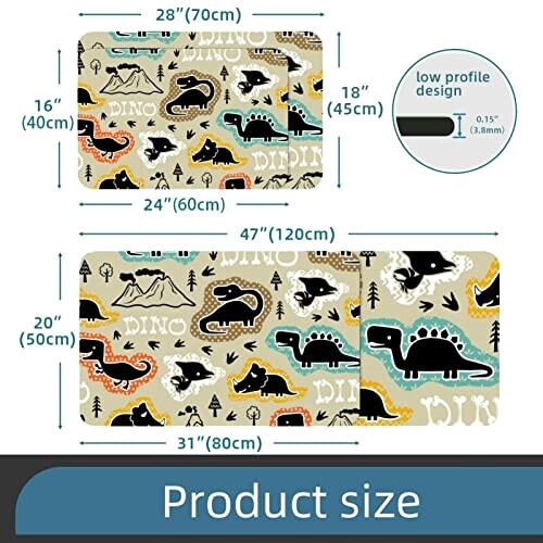 Tapis de souris Dinosaure multicolore 40 x 60 50x80 cm variant 0 