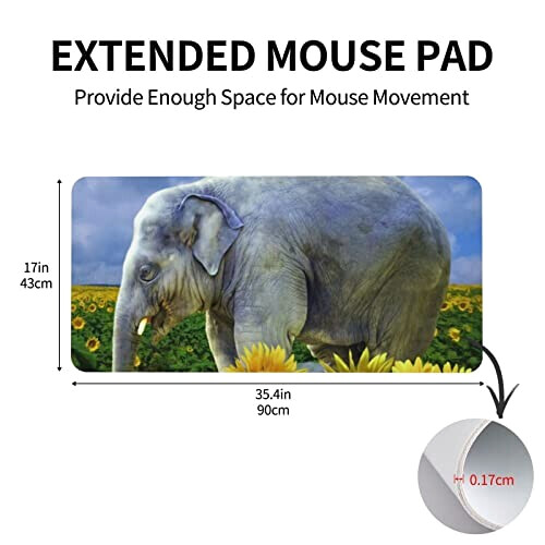 Tapis de souris Éléphant avec tournesol 43x90 cm variant 0 