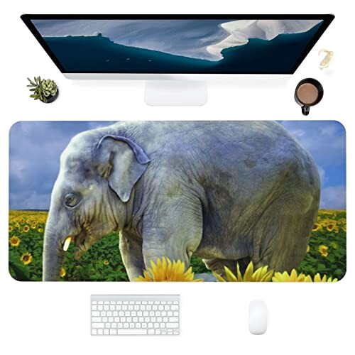 Tapis de souris Éléphant avec tournesol 43x90 cm variant 6 