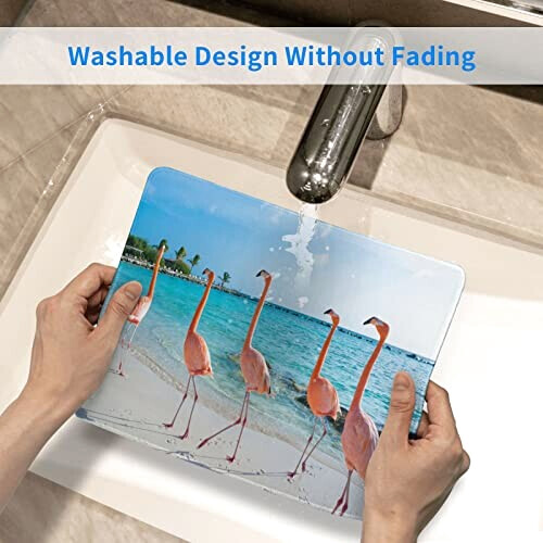 Tapis de souris Flamant rose flamants roses de plage 17.8x21.8 cm variant 4 