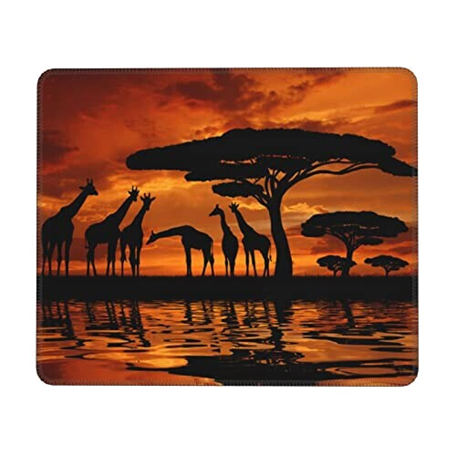Tapis de souris Girafe sous l'arbre en afrique 18x22 cm