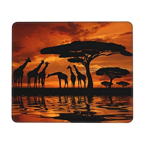 Tapis de souris Girafe sous l'arbre en afrique 18x22 cm variant 6 