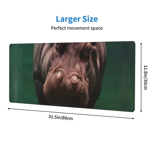 Tapis de souris Hippopotame noir 80 x 30 31.5x11.8 cm variant 2 