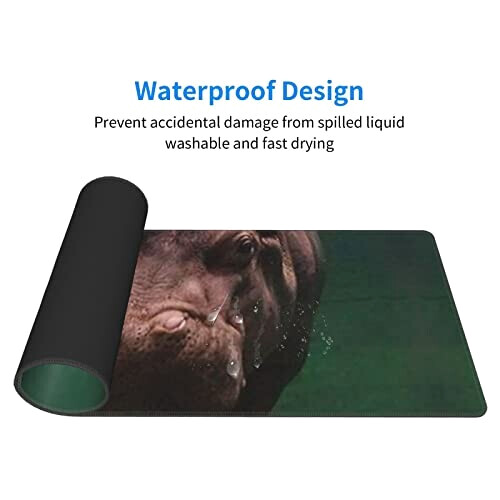 Tapis de souris Hippopotame noir 80 x 30 31.5x11.8 cm variant 3 