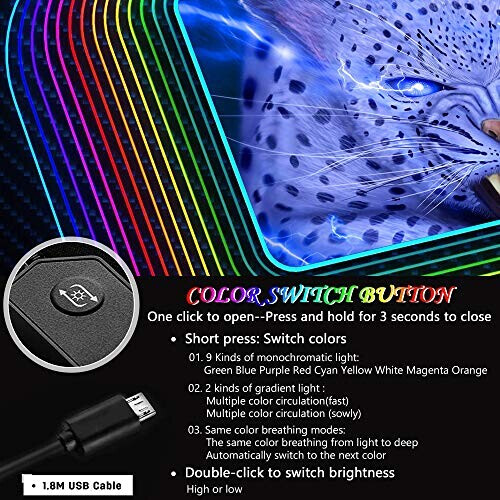 Tapis de souris Léopard bleu XXL LED 900x400 mm variant 2 