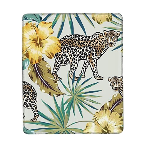 Tapis de souris Léopard et feuilles de palmier 18x22 cm