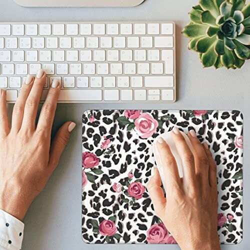 Tapis de souris Léopard motif rose mignon 18x22 cm variant 4 