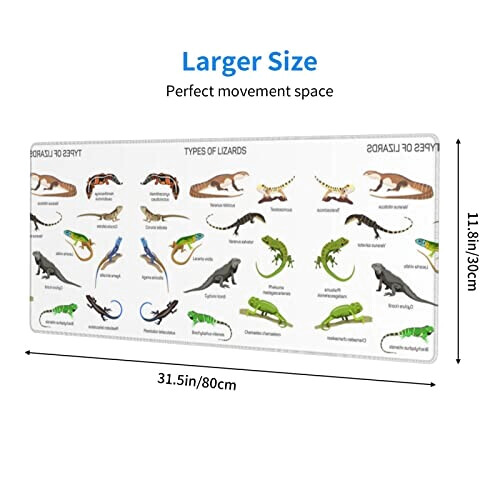 Tapis de souris Lézard noir 80 x 30 80x30 cm variant 2 
