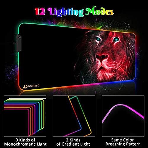 Tapis de souris Lion rouge XXL LED 900x400 mm variant 1 