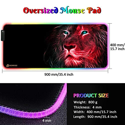 Tapis de souris Lion rouge XXL LED 900x400 mm variant 5 