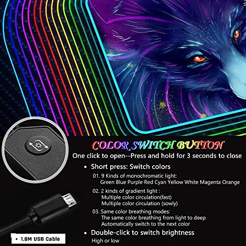 Tapis de souris Loup violet XXL LED 900x400 mm variant 2 