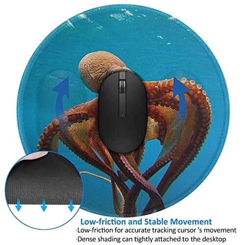 Tapis de souris Pieuvre noir variant 2 