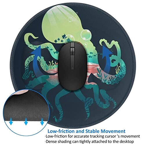 Tapis de souris Pieuvre noir variant 2 