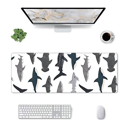 Tapis de souris Requin noir 80 x 30 80x30 cm variant 0 
