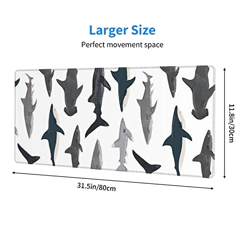 Tapis de souris Requin noir 80 x 30 80x30 cm variant 1 