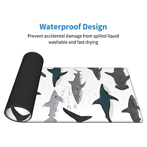 Tapis de souris Requin noir 80 x 30 80x30 cm variant 2 