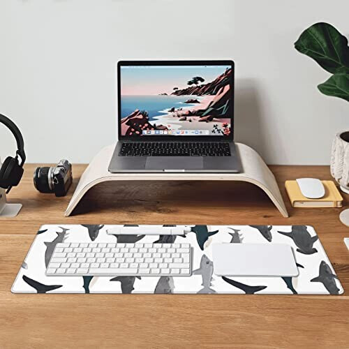 Tapis de souris Requin noir 80 x 30 80x30 cm variant 6 
