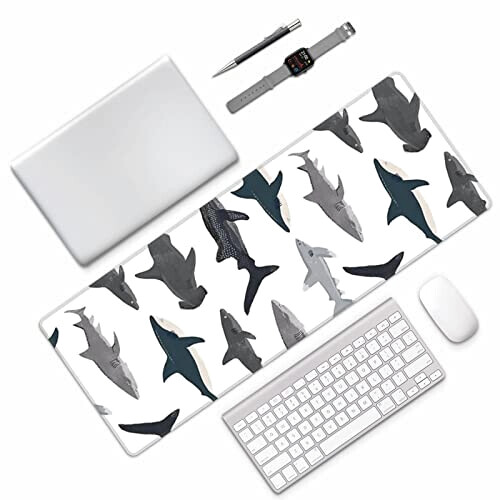 Tapis de souris Requin noir 80 x 30 80x30 cm variant 7 
