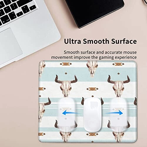 Tapis de souris Taureau crâne de et cactus mignon 17.8x21.8 cm variant 2 