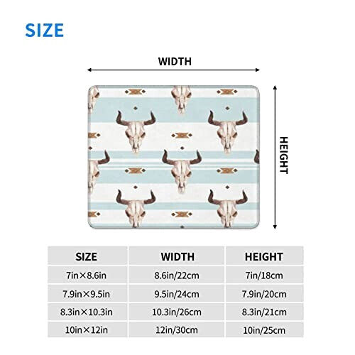 Tapis de souris Taureau crâne de et cactus mignon 17.8x21.8 cm variant 3 