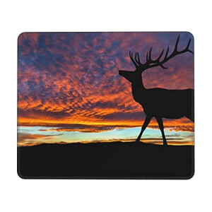 Tapis de souris Taureau rouge deer bull elk coucher de soleil 18x22 cm