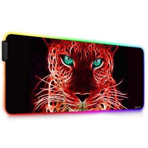 Tapis de souris Tigre rouge b XXL LED 900x400 mm