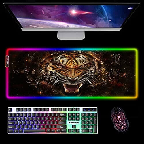Tapis de souris Tigre /s XXL LED 30x60 cm
