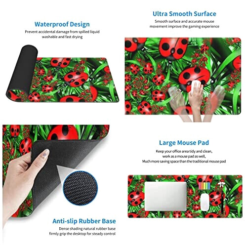 Tapis de souris Coccinelle - rouge variant 1 