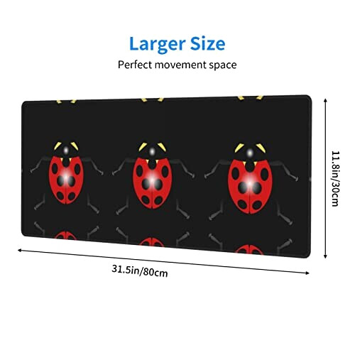 Tapis de souris Coccinelle noir 80 x 30 31.5x11.8 cm variant 2 