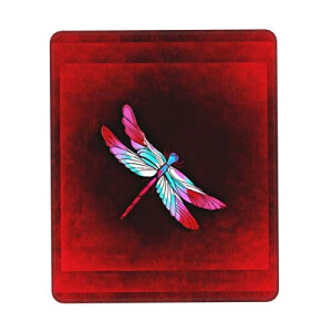 Tapis de souris Libellule sur fond rouge 18x22 cm