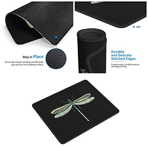 Tapis de souris Libellule noire 18x22 cm variant 1 