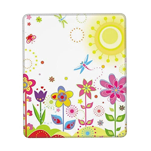 Tapis de souris Libellule sun butterflies fleurs pour chambre d'enfant 18x22 cm