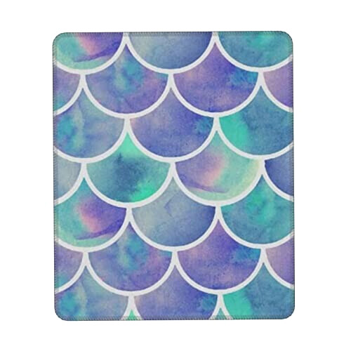 Tapis de souris Sirène Écailles de aquarelle arc-en-ciel 18x22 cm