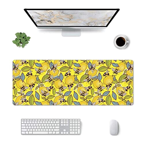 Tapis de souris Citron jaune et abeille variant 4 