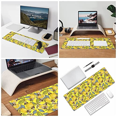 Tapis de souris Citron jaune et abeille variant 5 